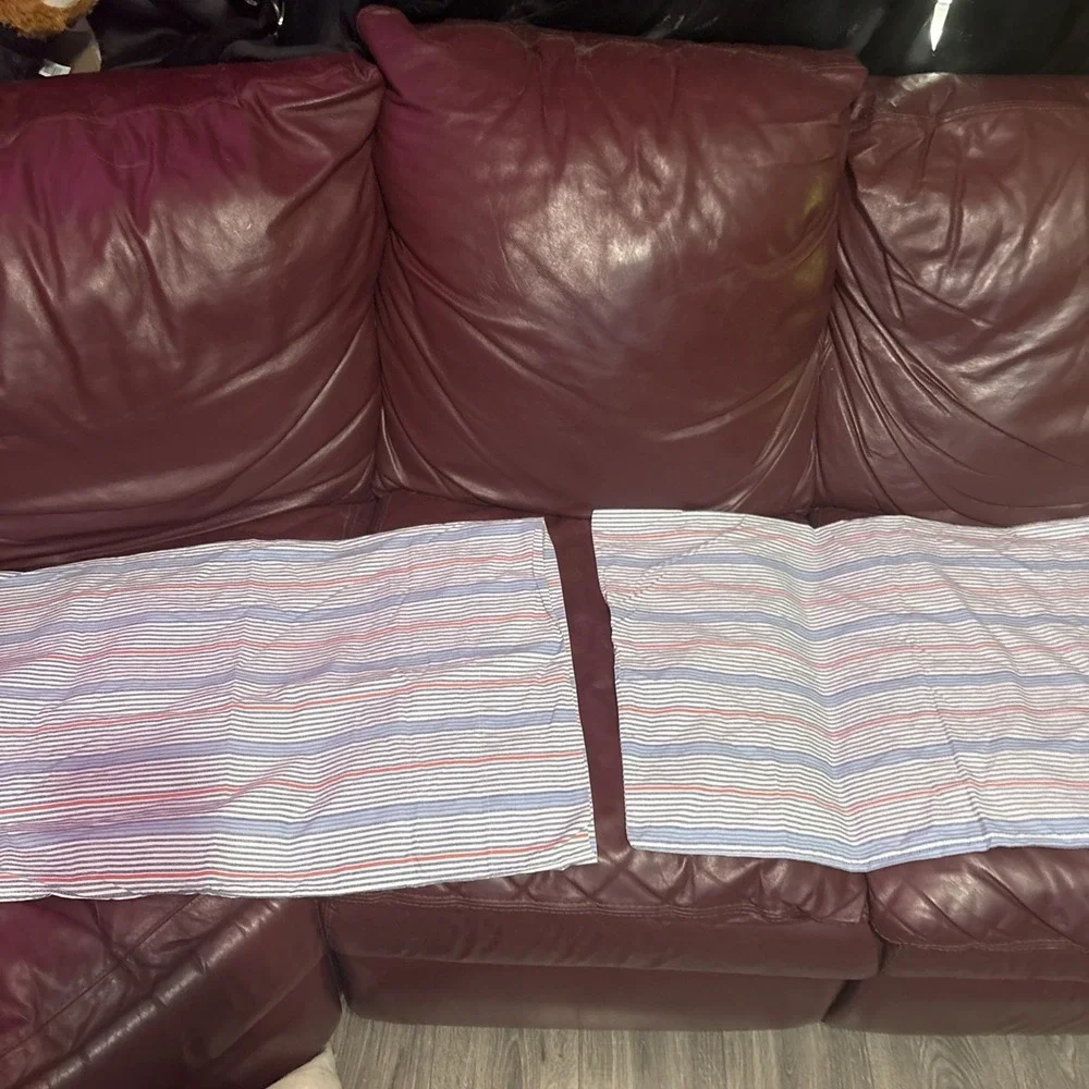 2 Pair Vintage Ralph Lauren King Sz Pillow Cases Blue White Light Orange Stripe